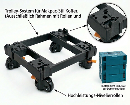 Rollwagengestell für Makita MAKPAC Systemkoffer Transportwagen mit Rollen