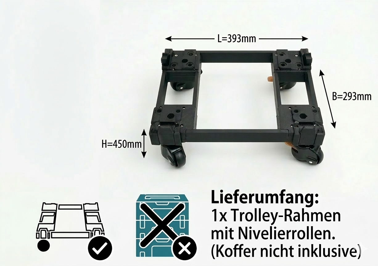 Rollwagengestell für Makita MAKPAC Systemkoffer Transportwagen mit Rollen